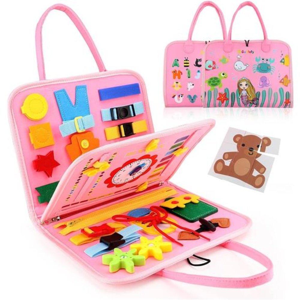 Busy Board Montessori Toy for 1 2 3 4 Year Old Toddlers - Educational Activity